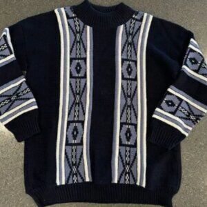 Vintage Clifton Place Navy 3D Grandpa Sweater‎ Large